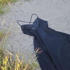 Black lace panel maxi dress